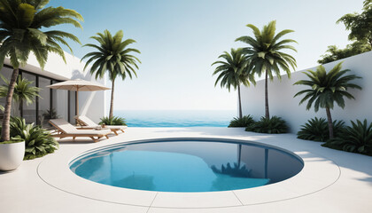 Luxury Hotel Interior with Modern Swimming Pool – Elegant Relaxation Space