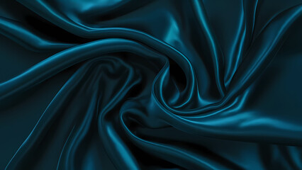 Obraz premium An Abstract Dark Blue Background Featuring Elegant Silk Satin With Soft, Wavy Folds Creating a Luxurious Feel - Digital art