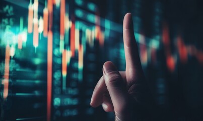 Businessman hand pointing finger to growth success finance business chart of metaverse technology financial graph investment diagram on analysis stock market background with digital, Generative AI