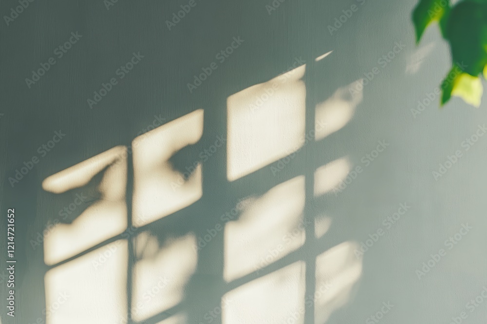 Aufkleber elegant play of light and shadow on wall with leafy green accent creating a serene atmosphere in min