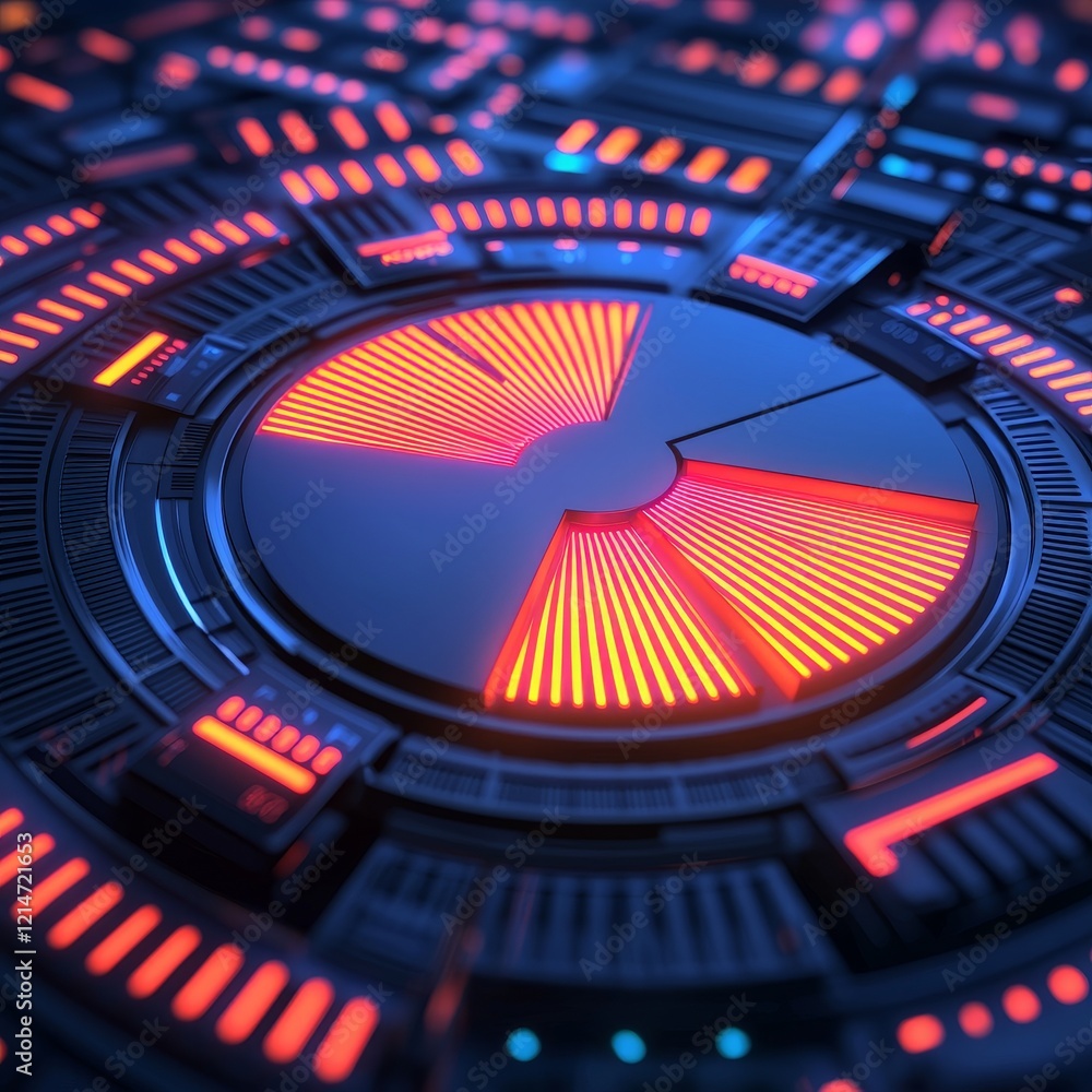 Poster real time feedback systems concept. futuristic digital pattern with glowing circular elements.
