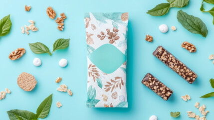 Healthy Snack Bar Package: Botanical Design on Teal