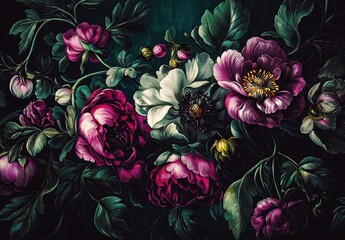 Vintage floral wallpaper featuring stunning botanical designs.