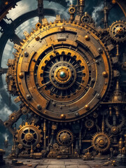 Fototapeta premium large ornate gear mechanism steampunk style