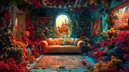 Obraz premium Interior of the living room. 3D illustration