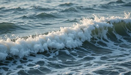 Fototapeta premium foamy waves rolling up in ocean