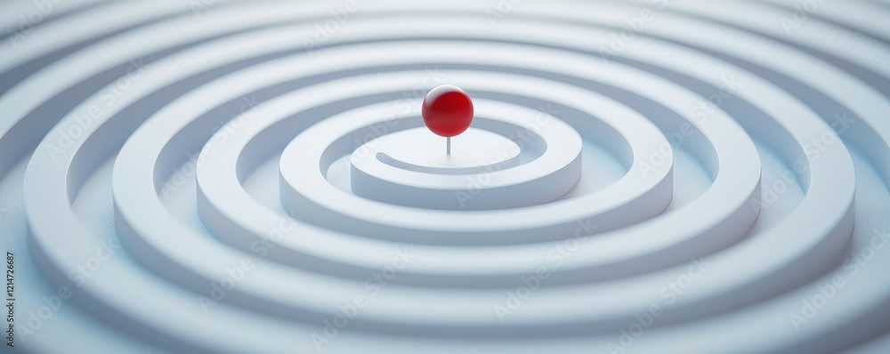 Poster precision task execution concept. red sphere at the center of concentric white circles.