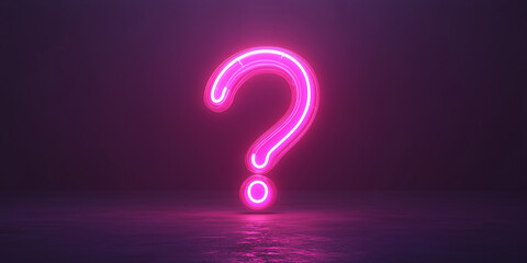 Naklejka premium **A neon question mark glowing on a dark purple background