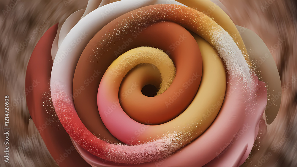Poster an abstract 3d background artwork features a swirling circle of colors and creating an ombre gradien