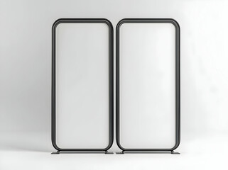 Two Blank Vertical Signage Mockup in Minimalist Studio Setting