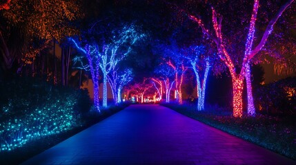 Bright multi-colored lights creating a magical and glowing ambiance