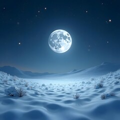 Naklejka premium Moonlit Serenity Abstract Patterns on Snowy Field