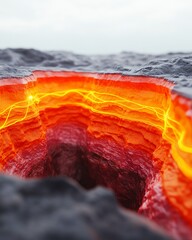 Glowing lava fissure in dark rock