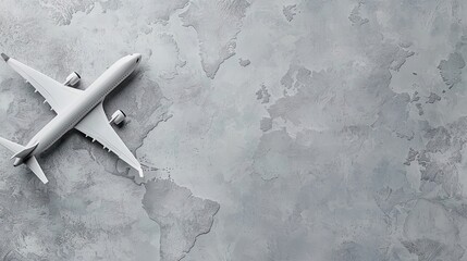 Flight over grey map air travel aerial view