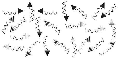 Abstract Black and White Pattern with Zigzag Arrows. Isolated On Transparent Background.