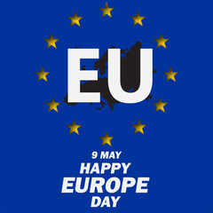 Europe Day is celebrated every year on May 9 to celebrate peace and unity throughout Europe. Vector illustration.  Paper Art and Paper Cut Out Concept.
