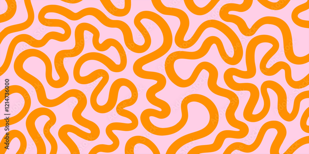 Aufkleber Cool Groovy Striped Texture. Abstract Geometric Lines Y2k Pattern. Brush Hand Drawn Background.