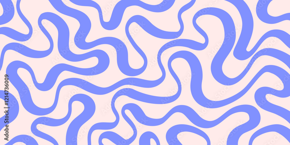 Poster Cool Groovy Striped Texture. Abstract Geometric Lines Y2k Pattern. Brush Hand Drawn Background.