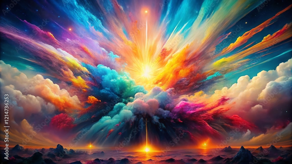 Poster Vibrant Color Explosion: Abstract Art Background with High Depth of Field