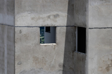detail of two window openings in masonry and reinforced concrete walls in the construction of a condominium building number 1
