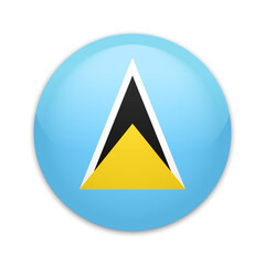 Fototapeta premium Saint Lucia national flag button pin. Saint Lucia round badge icon. Vector illustration