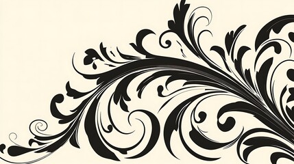 Fototapeta premium Elegant Black And White Floral Design Swirl