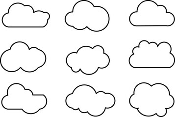 set of cloud icons,isolated on white background. Perfect for weather related designs, children’s book illustrations,