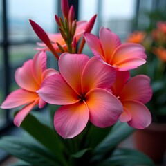 Fototapeta premium Glowing Blossoms Intricate Neon-Colored Flowers in Focus Stacking