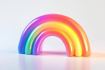 Fototapeta premium 3D render of a plasticine rainbow icon on a white background, cute and dreamy, with soft colors and gradient color blends, matte clay texture, diversity, lgbtq, symbol - generative ai 