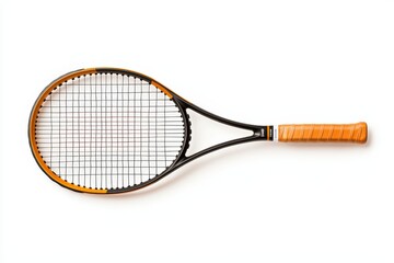 A high-quality tennis racket with an orange handle, perfect for players of all levels. Capture the essence of tennis with this essential equipment.