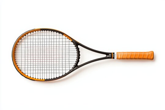 A high-quality tennis racket with an orange handle, perfect for players of all levels. Capture the essence of tennis with this essential equipment.
