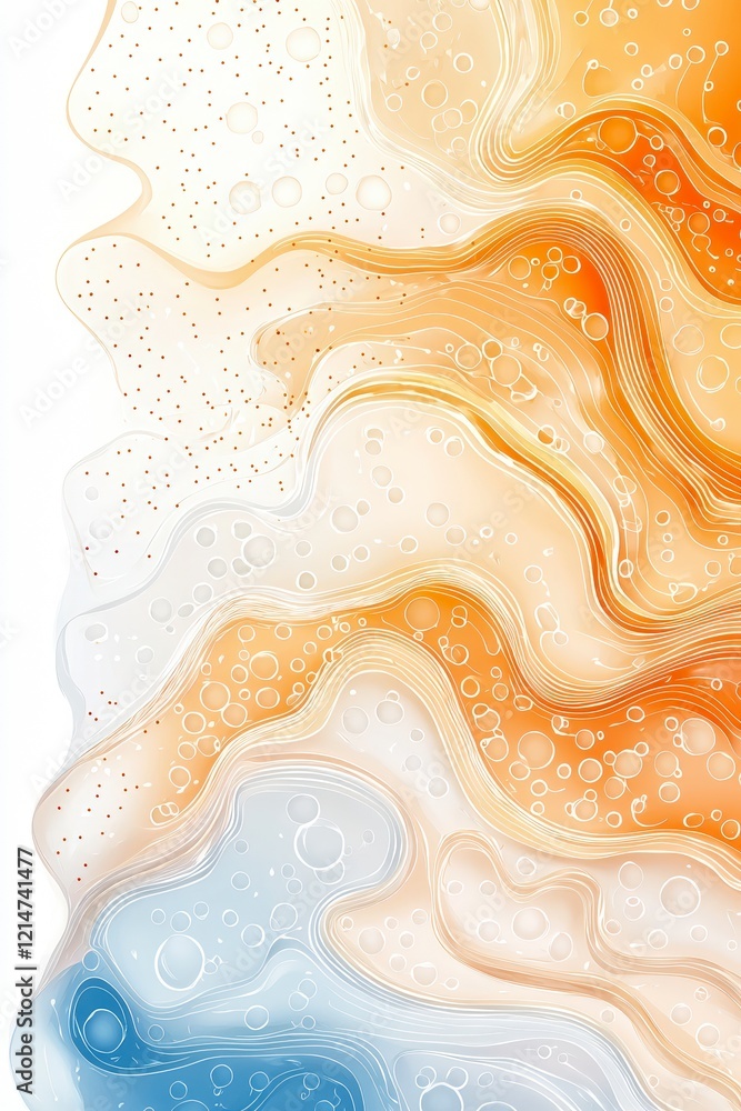 Aufkleber a stunning abstract design featuring flowing waves in orange, blue, and white hues, creating a dynam