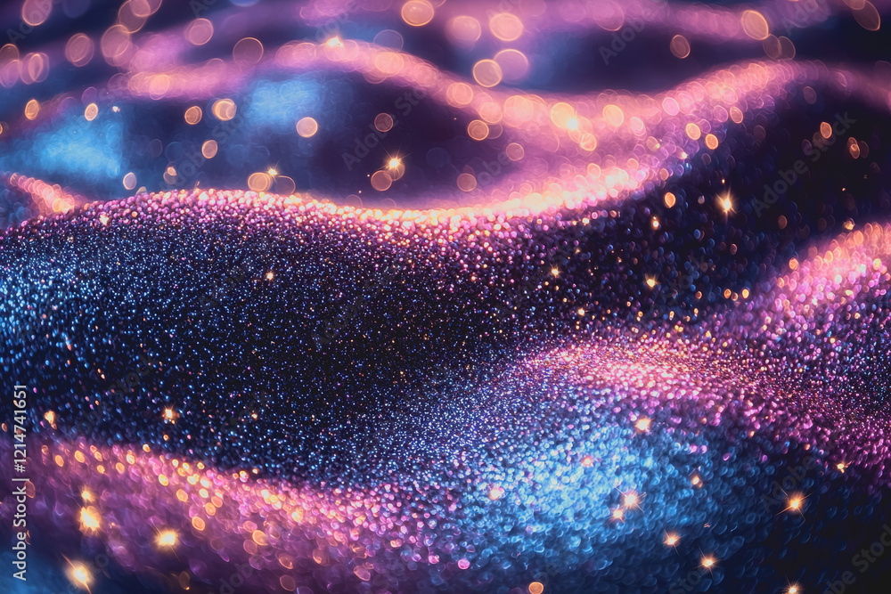 Poster purple and blue background illuminated with numerous bright lights creating a vibrant and colorful a