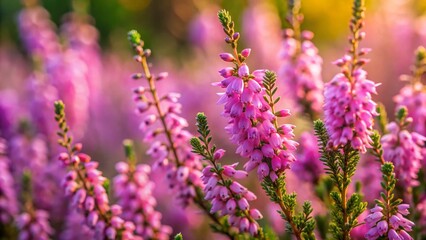 Obraz premium Vibrant Heather Blossoms Close-Up, Soft Blurred Background - Nature Stock Photo