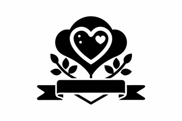 Valentine Heart Resource Silhouette Vector Icon Illustration. 
