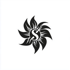 Fototapeta premium A simple, flat logo depicting an electric energy flower in a minimalistic style.