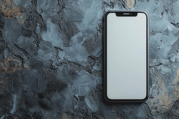 White smartphone with a black screen positioned on a smooth gray background showcasing modern technology design and minimalistic aesthetics