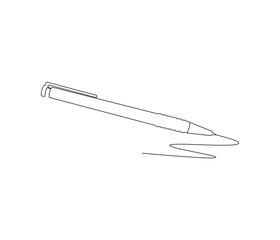 One continuous line drawing of pen. Pencil symbol of education. Concept vector art for university or college. Editable stroke. Doodle line illustration