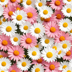 A colorful field of everlasting daisies in pink, yellow, and white, gently swaying under the Australian sun 