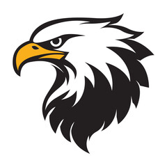 Obraz premium eagle head profile black white yellow logo v1