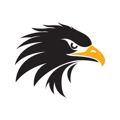 eagle head profile black white yellow  logo v11