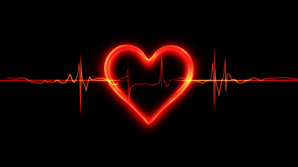 Electrocardiograph display showcasing heart activity and rhythm in a vibrant red aesthetic against a dark background. Generative AI