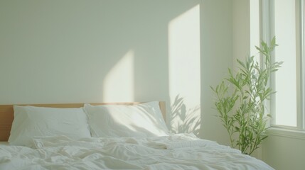 Quiet Contemplation in Soft Bedroom: Cinematic Image of Introspective Occupant Folding Clothes with Ultra-Detailed Touch