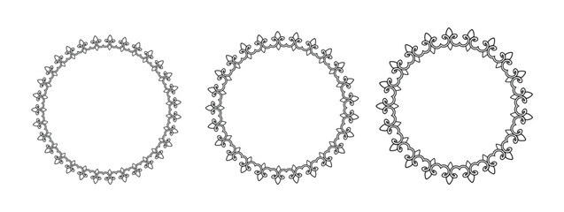 Circle Picture Frame Border Damask Gothic Decorative Ornament Fleur De Lis Pattern