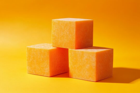 Orange Geometric Cubes on Bright Background