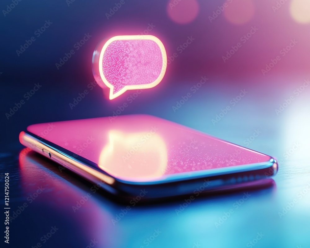 Poster a glowing chat interface on a smartphone showing quick query resolution.