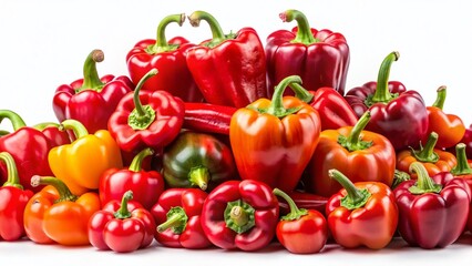 Vibrant Red Peppers on White Background - Fresh Produce Stock Photo