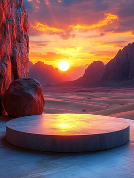 Stunning sunset over desert landscape wadi rum photography natural environment wide angle serenity and beauty