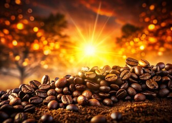 Obraz premium Aromatic Coffee Beans Double Exposure Background - Rich Texture Stock Photo