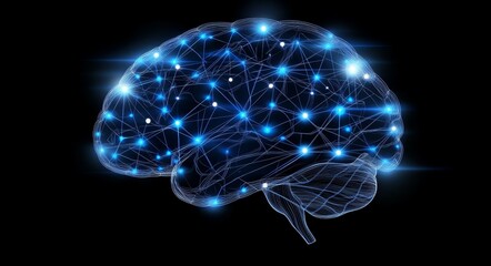 Abstract Networked Human Brain Illustration